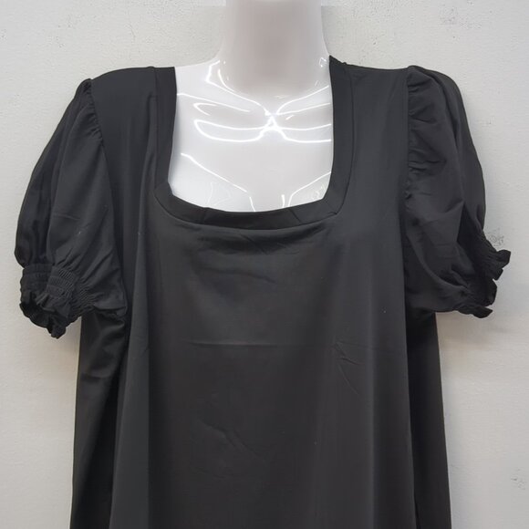 Misifi Square Neck Puff Sleeves Women's Blouse Top 2XL Black - Picture 2 of 8